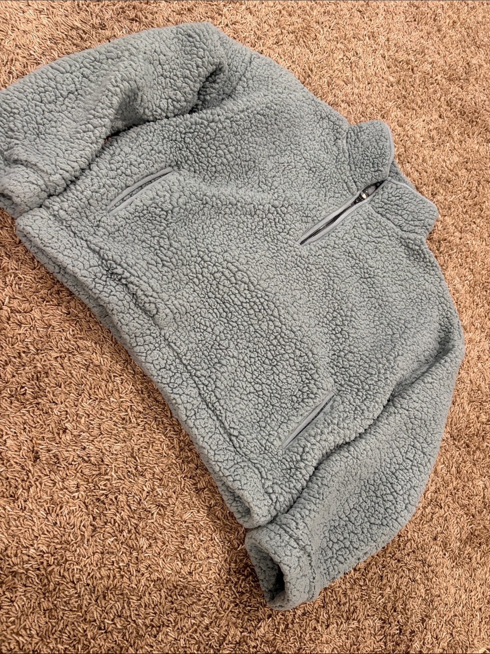 Thread & Supply Cozy Blue Sherpa Fleece Pullover Large